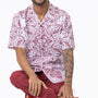 Cranberry & White Paisley Print Walking Suit 2 Piece Short Sleeve Set 2218
