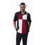 Burgundy Color Block Walking Suit 2 Piece Short Sleeve Set 2301
