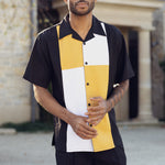 Gold Color Block Walking Suit 2 Piece Short Sleeve Set 2301