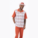 Kelt Collection: Papaya Plaid Walking Suit 2 Piece Short Sleeve Set