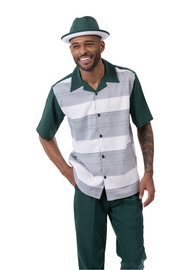Emerald 2 Piece Horizontal Stripe Regular Fit Walking Suit by Montique