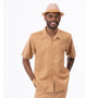 Montique Solid Tan Walking Suit 2 Piece Short Sleeve Set 2311