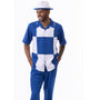 Montique Cobalt Color Block Walking Suit 2 Piece Short Sleeve Set 2314