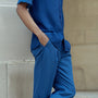 Emerique Collection: Montique Navy Tone on Tone 2 Piece Short Sleeve Walking Suit 2319