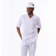 Montique White Tone on Tone Walking Suit 2 Piece Short Sleeve Set 2320