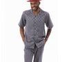 Montique Grey Tone on Tone Walking Suit 2 Piece Short Sleeve Set 2320