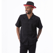 Montique Black Tone on Tone Walking Suit 2 Piece Short Sleeve Set 2321
