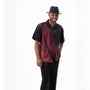 Hercules Collection: Montique Black with Burgundy Accent Walking Suit 2 Piece Short Sleeve Set 2325