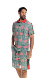 Green Plaid 2 Piece Shorts Set 3811