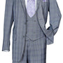 Grey Plaid 3 Piece Wool Feel Fashion Suit