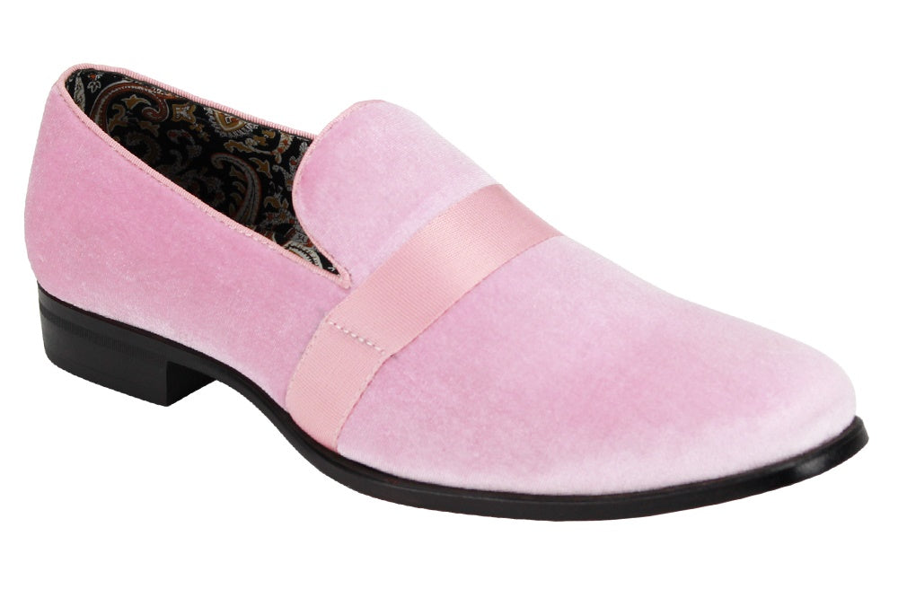 Velvet Light Pink Heeled Fashion Shoes with Matching Band -6660 – Suits & More