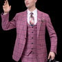Mauve Plaid Three Piece Modern Fit Fashion Suit M2765