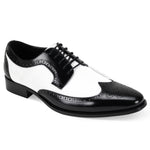 Black & White Leather Lace Wingtip Dress Shoes