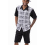 Athena Collection: Montique Black Plaid Walking Suit 2 Piece SHORTS SET