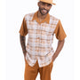 Athena Collection: Montique Cognac Plaid Walking Suit 2 Piece SHORTS SET