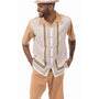 Urbchic Collection: Montique Cognac Symmetry Pattern Walking Suit 2 Piece SHORT PANTS Set 72308