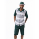 Photon Collection: Montique Emerald Striped Pattern Walking Suit 2 Piece SHORT PANTS Set