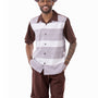 Photon Collection: Brown Horizontal Stripes Design 2 Piece SHORTS SETS Walking Suit