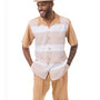 Photon Collection: Tan Horizontal Stripes Design 2 Piece SHORT PANTS Walking Suit