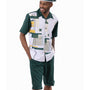 Montique Emerald Geometric Print Walking Suit 2 Piece SHORT PANTS Set 72313