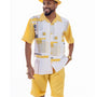 Montique Canary Geometric Print Walking Suit 2 Piece SHORT PANTS Set 72313