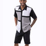 Montique Black Houndstooth Color Block Walking Suit 2 Piece SHORTS SET 72317