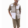 Montique Olive Houndstooth Color Block Walking Suit 2 Piece SHORTS SET 72317