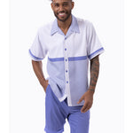 Coolique Collection: Lavender Houndstooth Horizontal Walking Suit 2 Piece SHORT PANTS Set 72318