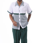 Coolique Collection: Emerald Houndstooth Horizontal Walking Suit 2 Piece Short Pants Set 72318