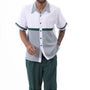Coolique Collection: Emerald Houndstooth Horizontal Walking Suit 2 Piece Short Pants Set 72318