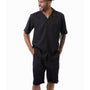 Emerique Collection: Montique Black Tone on Tone Walking Suit 2 Piece SHORTS SET 72319