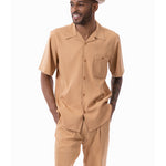 Emerique Collection: Montique Tan Tone on Tone Walking Suit 2 Piece SHORTS SET 72319