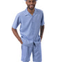 Plush Plains Collection: Montique Men's 2 Piece SHORTS SET Walking Suit Solid in Carolina 7696