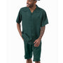 Plush Plains Collection: Montique Men's 2 Piece SHORTS SET Walking Suit Solid in Emerald 7696
