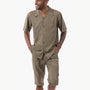 Plush Plains Collection: Montique Men's 2 Piece SHORTS SET Walking Suit Solid in Olive 7696
