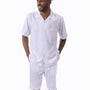 Montique Men's 2 Piece SHORTS SET Walking Suit Solid in White 7696