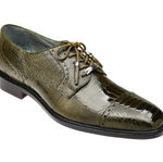 Belvedere Luxurious Ostrich Cap Toe Shoes for Men in Olive -Batta