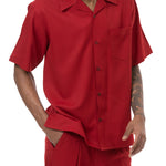 Classic Collection: Cranberry Walking Suit 2 Piece Solid Color Short Sleeve Set 696