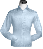 Sky Blue Tone On Tone Long Sleeve Floral Dress Shirt - FINAL SALE