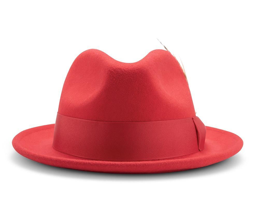 Montique Men's Red  2" Snap Brim Crushable Wool Felt Hat H-10 - Suits & More