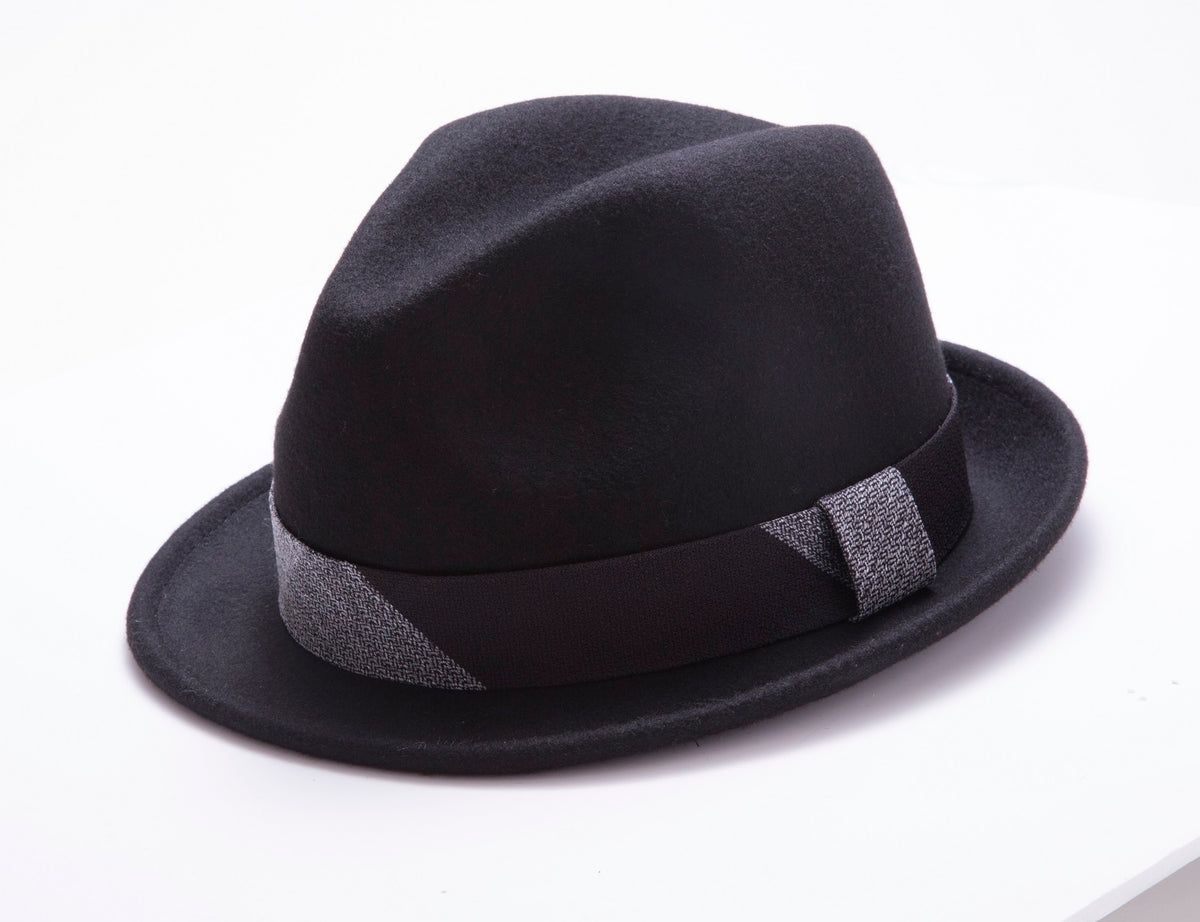 Montique Men's Black Fedora Stingy Brim Felt Hat H1634 Suits & More