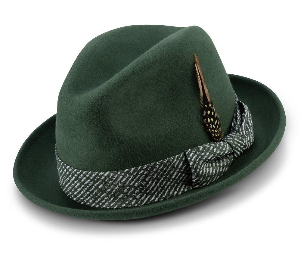 Montique Hunter 2" Brim Wool Felt Fedora Hat H-2123 - Suits & More