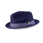 Velveteria Collection: Purple White Bottom Braided Stingy Brim Pinch Fedora Hat H-2317