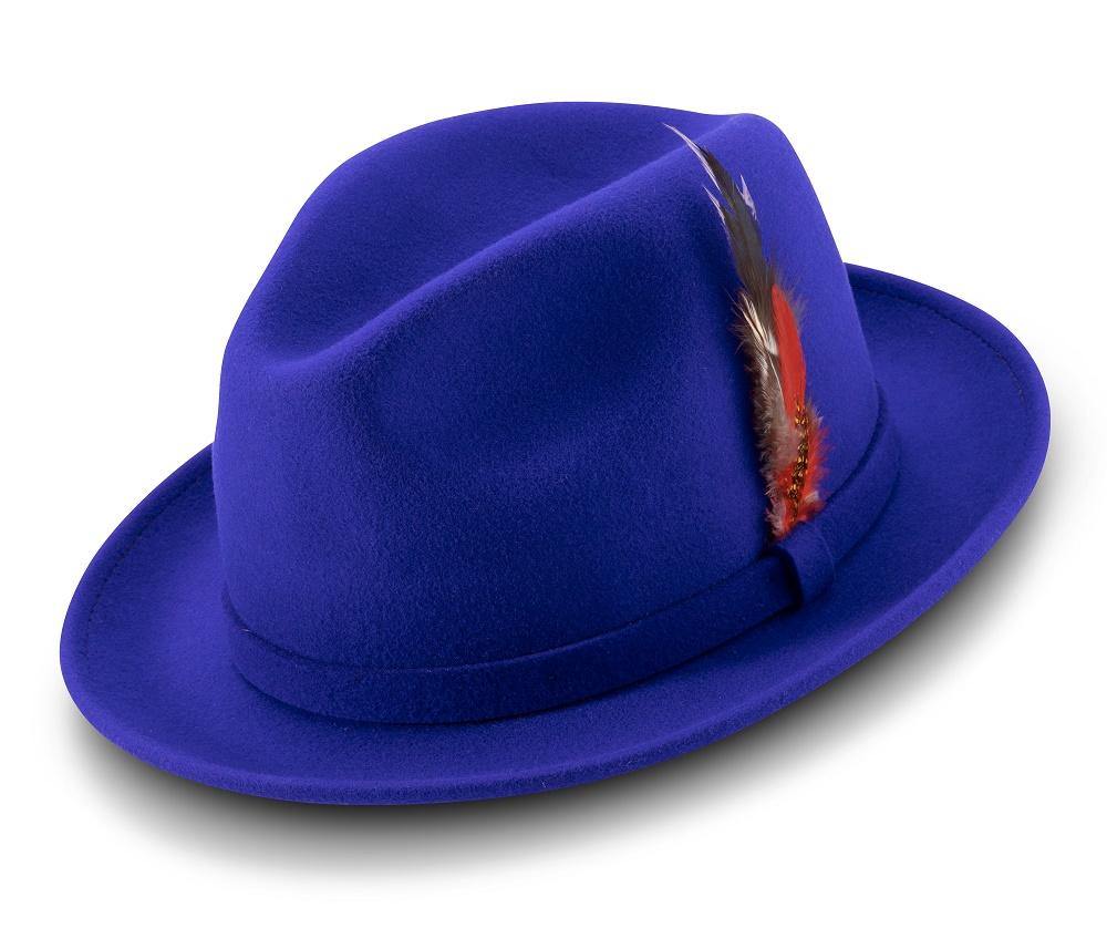 Montique Royal Small Felt Band 2 ¼ Brim Wool Felt Dress Hat H-62 - Suits & More