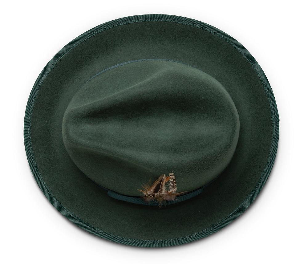 Montique Hunter Matching Grosgrain Ribbon 2 ¼" Brim Red Bottom Wool Felt Dress Hat H-75 - Suits & More