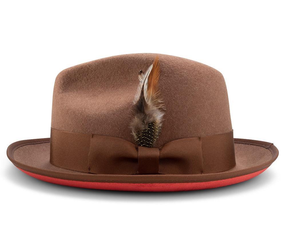 tan pinch crown fedora ribbon band