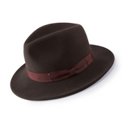 Brown Wool Felt Wide Brim Fedora Hat by Montique