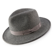 Grey Wool Felt Wide Brim Fedora Hat by Montique