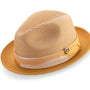 Gold Braided Tone On Tone Stingy Brim Pinch Fedora Hat H2204