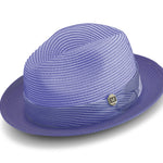 Purple Braided Tone On Tone Stingy Brim Pinch Fedora Hat H2204